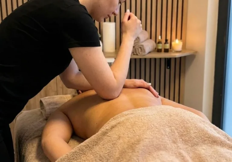 Sesiune de masaj terapeutic pentru recuperare medicală și eliminarea durerilor de spate la Atelia Private Gym, Sector 5 București.